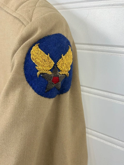 WWII US ARMY Air Force Officers Khaki Dress Jacket - Bullion Patch £134 ...