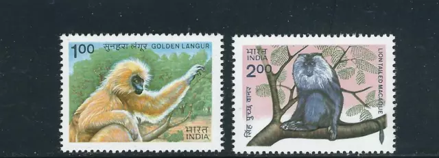 Indischem 1983 Golden Langur Macaque Wildtiere Thema (Sc 1029-30) VF MNH