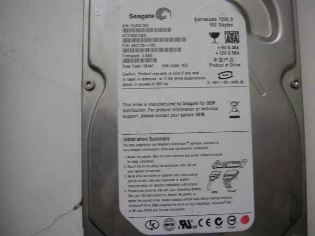 Seagate barracuda 7200.9 160gb ST3160812AS 100372441 3.AAE