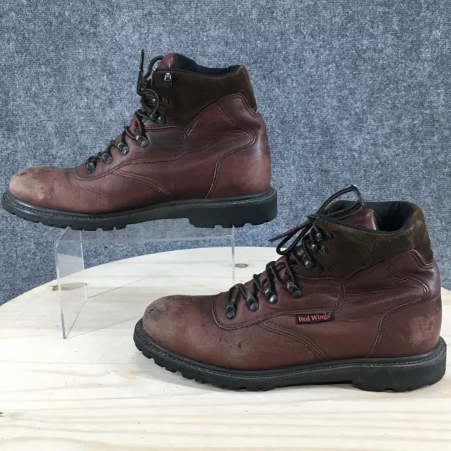 Red Wing Work Boots Mens 10 B Safety Steel Toe Brown Leather Lace Up Ankle Top