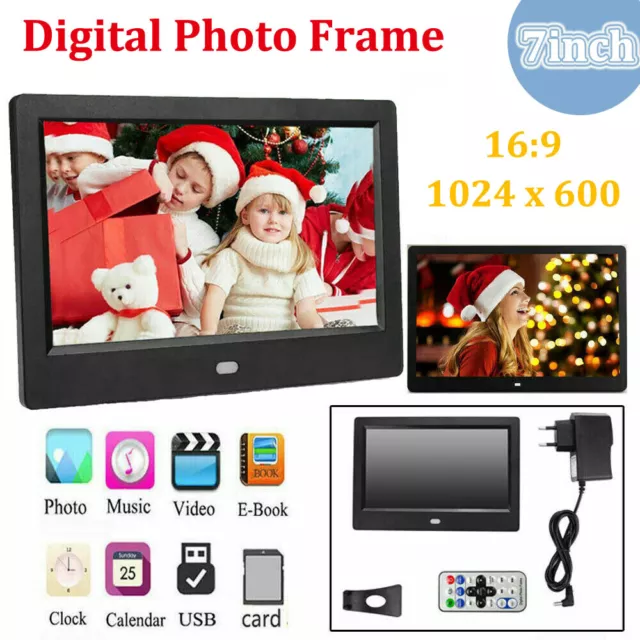 7in Digital Photo Picture Frame Alarm Clock MP3/4 Movie Player w/Remote Control