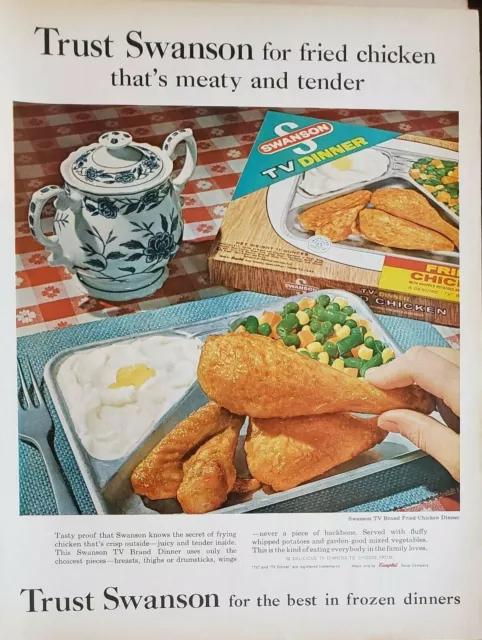 Lot of 2 Vintage 1961 Swanson TV Dinner Print Ads Ephemera Wall Decor