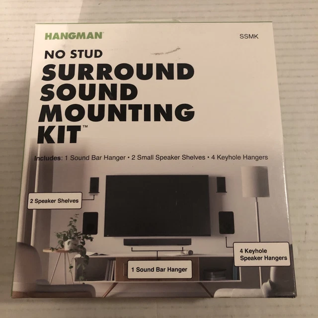 HANGMAN NO STUD Surround Sound Mounting Kit No Drill Sound Bar Hanger