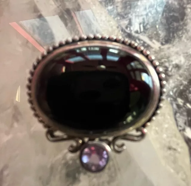 Onyx And Amethyst Sterling Silver Pendant