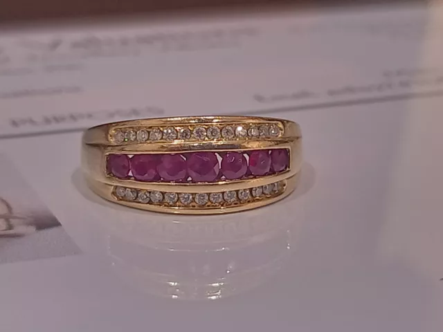 $2954 Red Ruby and Diamond 18k Solid Gold Ring