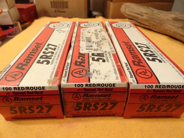 Ramset 5RS27 .27 Red Strip Loads Level 5 for powder actuated tools 3 boxes