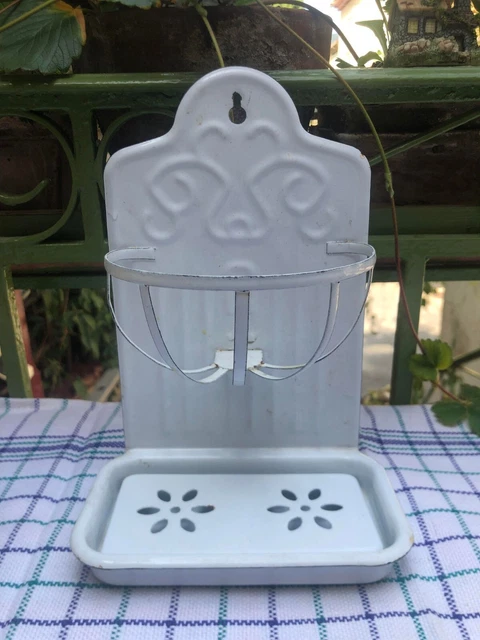 Porte-savon Ancien En Fonte émaillée Blanc - Vintage, Très