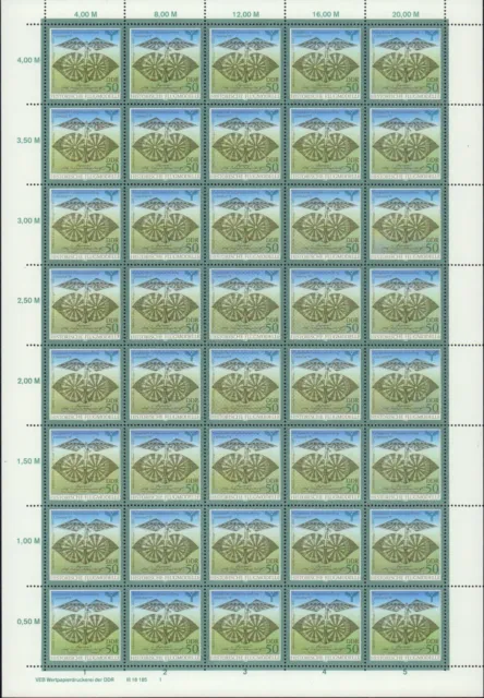 DDR Nr. 3313 mit WPD 1, postfrisch im Schalterbogen, Bogen, DV, Großbogen