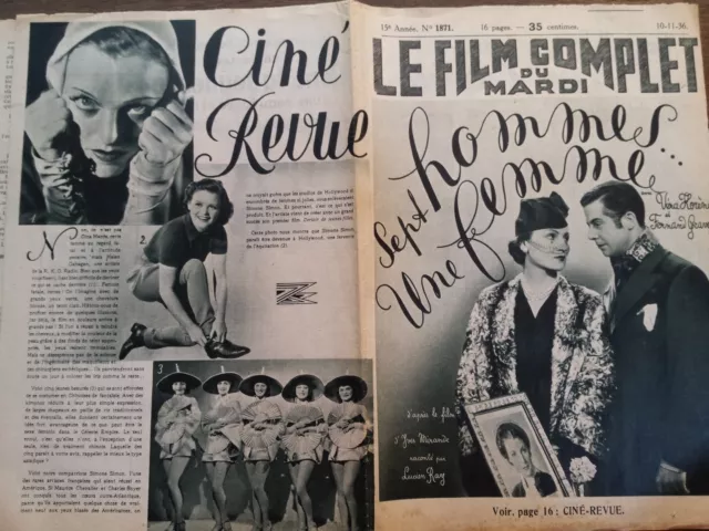 LE FILM COMPLET 1936 N 1871 " SEPT HOMMES .. UNE FEMME ", avec VERA KORENE -