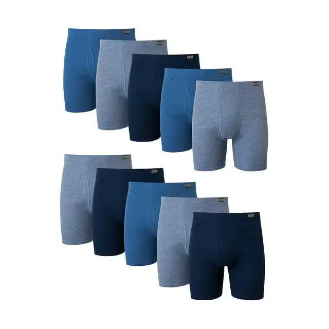 Hanes Men's Assorted Blues Boxer Briefs w/ Comfort Soft Waistband 10-Pack,S-L,