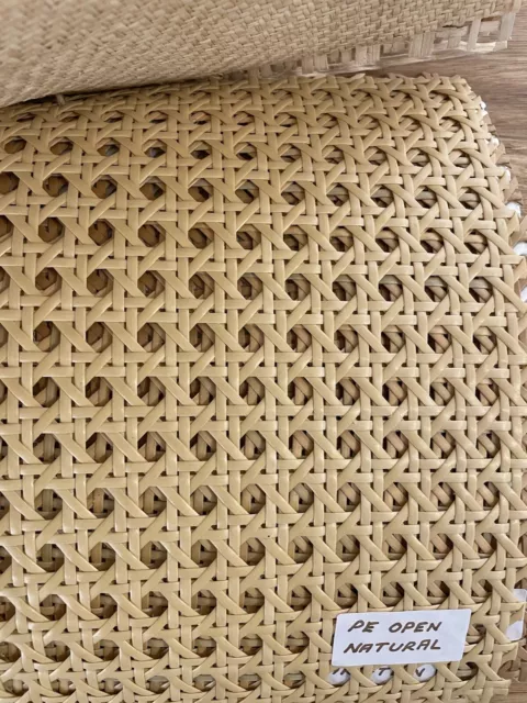 PE Rattan Open Weave (Natural Colour) "NEW" 60cm x 1 Metre Cane Webbing Wicker