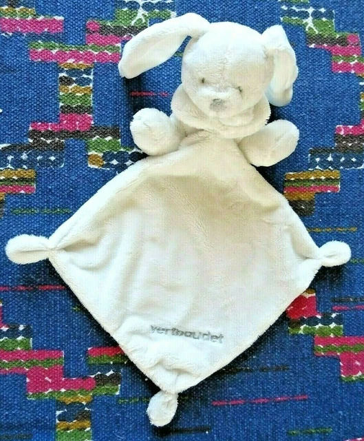 Fp/ Doudou Mouchoir Lapin Vertbaudet Blanc Nez Gris Kom Neuf