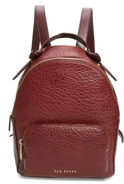 Brand New Ted Baker "Orilyy" Oxblood Pebbled Leather Backpack Gold Hardware $255