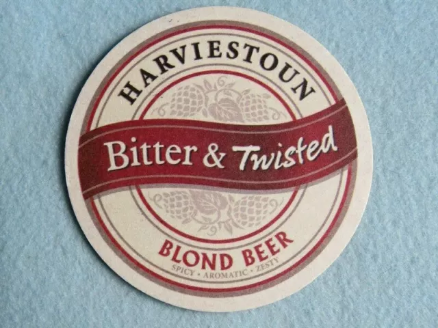 BEER Bar COASTER ~ HARVIESTOUN Brewery Blond Bier ~ Clackmannanshire, SCOTLAND