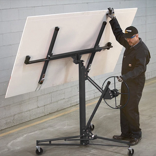 11Ft Drywall Lift Hoist Plaster Board Panel Sheet Heavy Duty Lift With Wheels