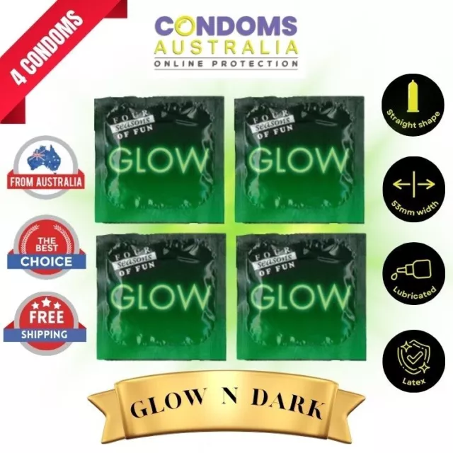 Four Seasons Glow N Dark Condoms (4 Condoms) FREE SHIPPING (Safe sex)