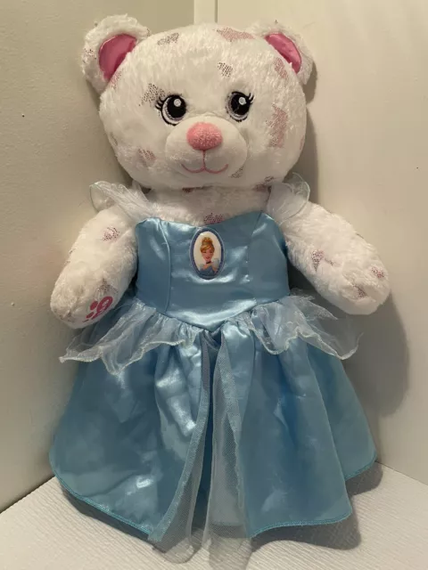 Build a Bear Disney 2019 Princess Bear Plush White/Purple Body w/ Blue Dress
