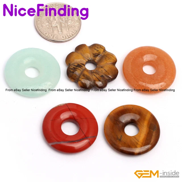 30mm Natural Round Donut Ring Stone For Jewelry Making Necklace Pendant Gemstone