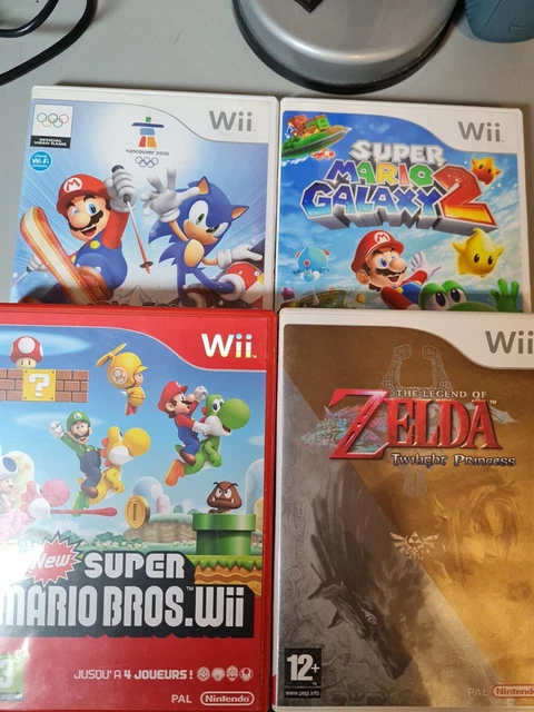 LOT de 4 JEUX ZELDA TWILIGHT PRINCESS + MARIO GALAXY 2 + NEW MARIO BROS sur WII