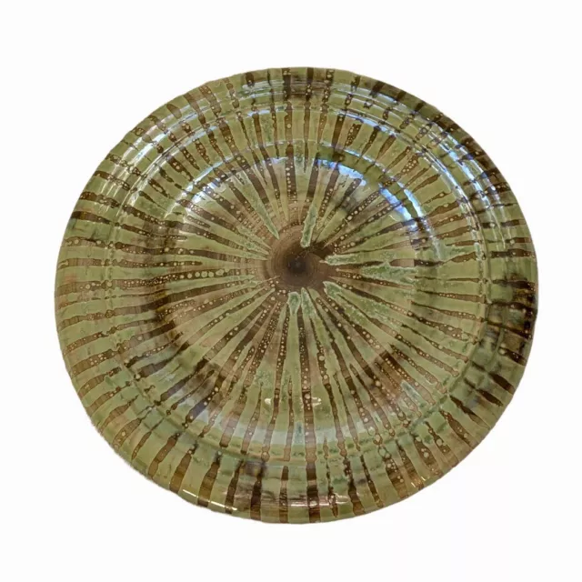 Cobridge Stoneware Green Radial Stripe Huge 14" Studio Charger Anita Harris 2002