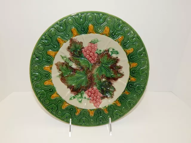 Antique Vintage Majolica Pottery Grape Vine Leaf Art Nouveau Plate