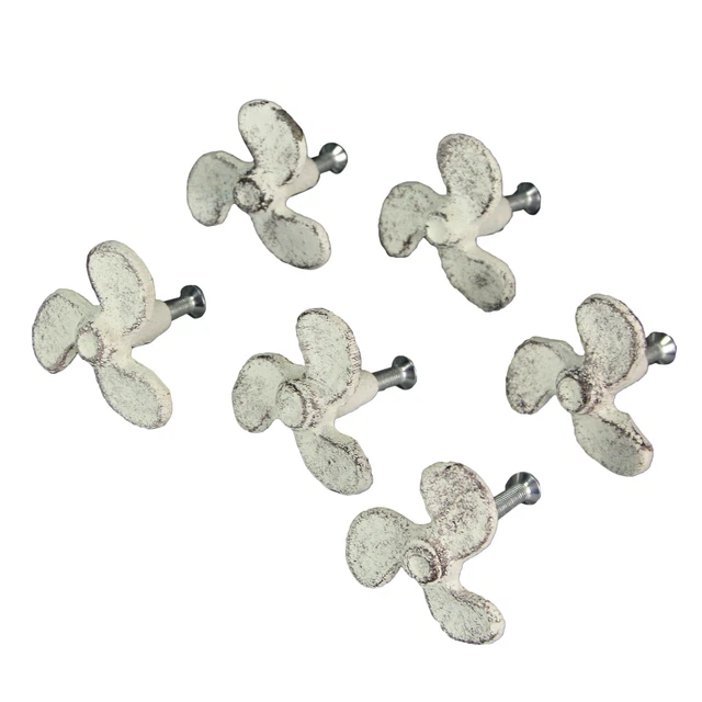 Set of 6 Cast Iron Boat Propeller Cabinet Knob Nautical Drawer Pull Decor