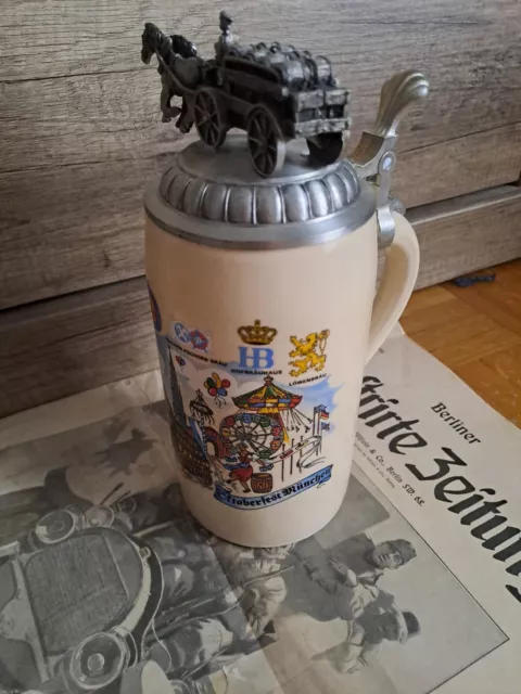 bierkrug mit zinndeckel