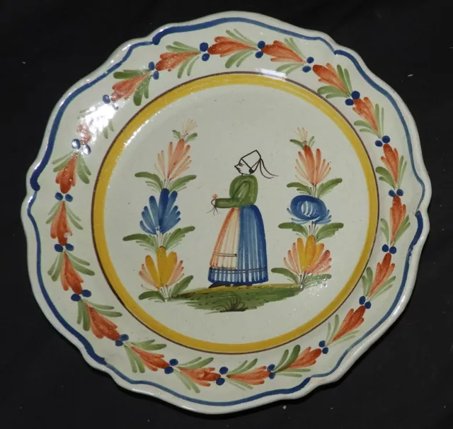 P} Faïence de QUIMPER - HR HENRIOT - Beau Plat ancien (29 cm) TBE -n°12-