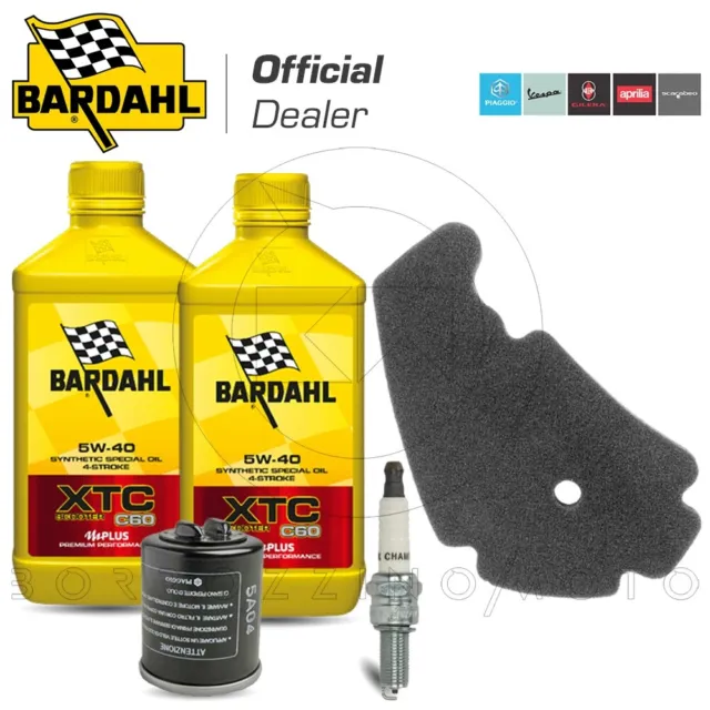 Kit Tagliando 2 Lt Litri Olio Bardahl Xtc C60 5W40 Piaggio Beverly 250 2004 2005