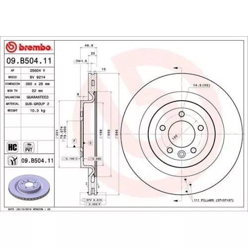 2X Brembo Bremsscheibe Hinterachse Prime Line - Uv Coated für Land Rover