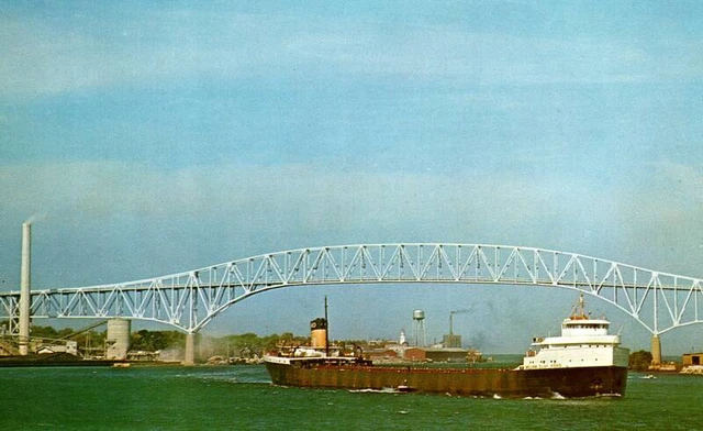 Blue Water Bridge Port Huron,MI St. Clair County Michigan Vintage Postcard