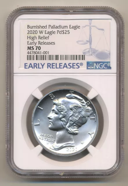 2020 W $25 PALLADIUM Eagle NGC MS70 EARLY RELEASES One Ounce HIGH RELIEF