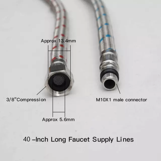 Conector Largo Para Grifo de Cocina Y Bano Manguera de Suministro Trenzada Nueva 3