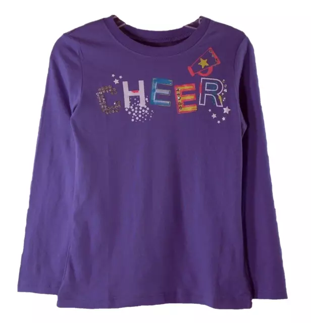 The Children's Place Girls Purple Cheer Long Sleeve T-Shirt Small (5/6)