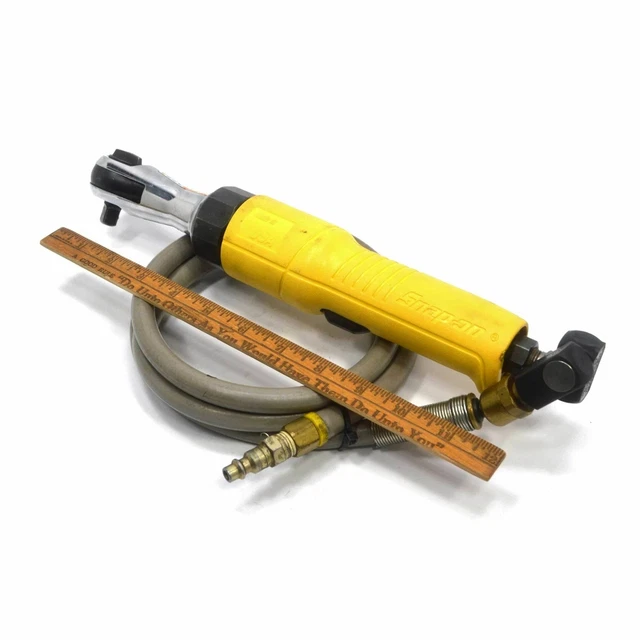 Briefly Used SNAP-ON PNEUMATIC RATCHET FAR720-Y Rare Yellow +SWIVEL ADAPTER AS60