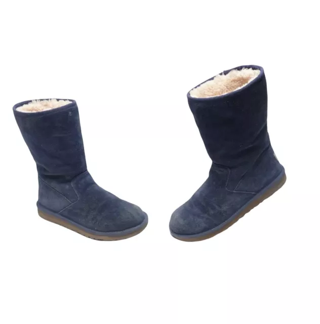 UGG Australia Lil Sunshine Winter Boots Kids Youth Size 6 Blue Suede Sheepskin