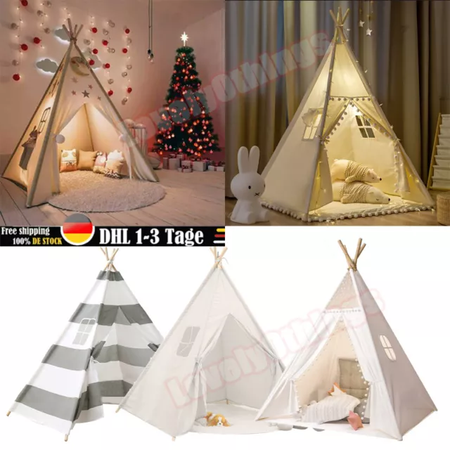 Kinderzelt Spielzelt Tipi Zelt für Kinder Spielhaus Baumwolle Draußen/Drinnen