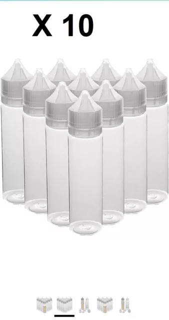 10 x 60ml Empty Plastic Glue Bottle Squeeze Liquid Dropper With Child Proof Cap