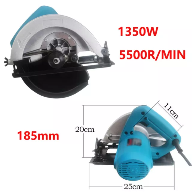 1800W Electric Circular Saw Woodworking Tool Wood Cutter With 7 Saw Blade  220V