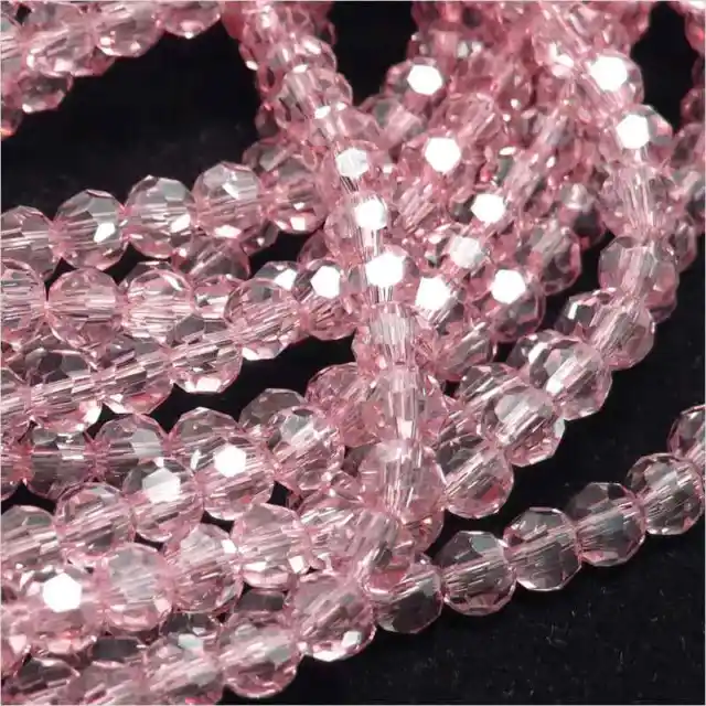Lot de 40 perles à FACETTES 4mm en Cristal Rose clair pour création de Bijoux