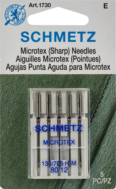 Agujas afiladas para máquina Schmetz microtex tamaño 12/80 5/paquete -1730