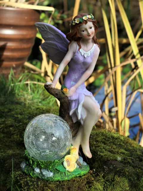 Garden Solar Ornament Cherub Fairy Angel Figurine Colourful Statue 33 cm Tall