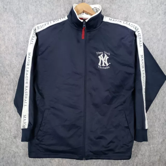 New York Yankees Jacket Mens Medium Blue Spell Out Logo MLB Streetwear Top