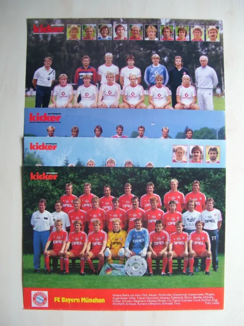 4 Mannschaftsbilder Fc Bayern München 1986/87-1989/90 Kicker Sonderheft