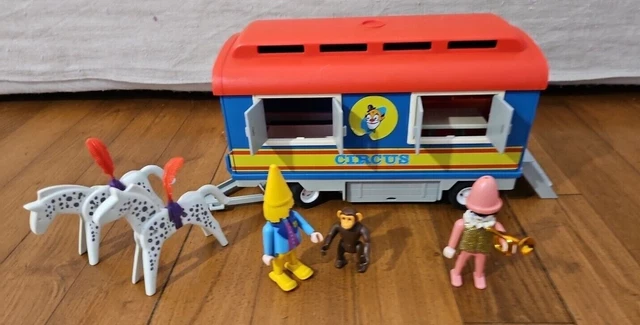 Playmobil Vintage 3477 - Set Cirque Avec Roulotte Et Clowns - 1982 - Boîte D'origine