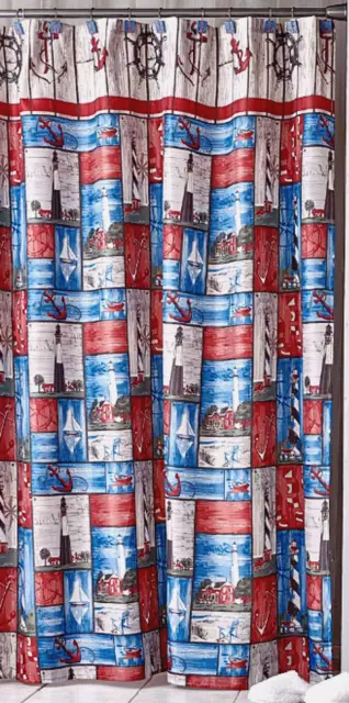 New NAUTICAL Boats LIGHTHOUSES Anchors Sailboats Fabric Shower Curtain + Liner