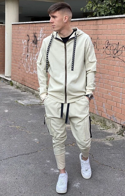 TUTA UOMO COMPLETO Tuta Cavallo Basso Cargo Colore Beige Saldi Da