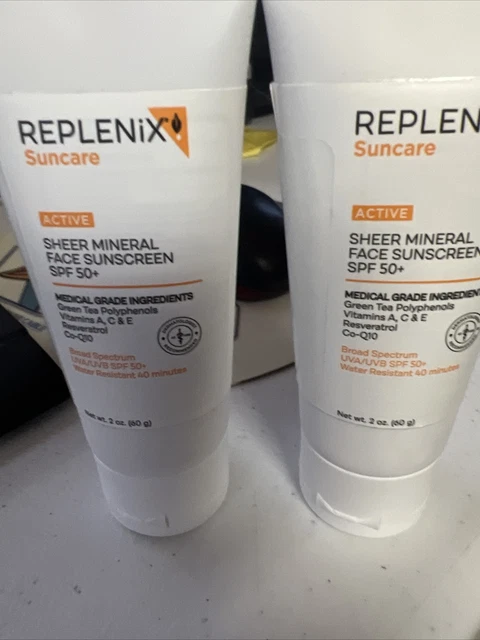 2 protectores solares faciales transparentes activos Replenix, fps, más de 50 - 2 onzas cada uno. Nuevo
