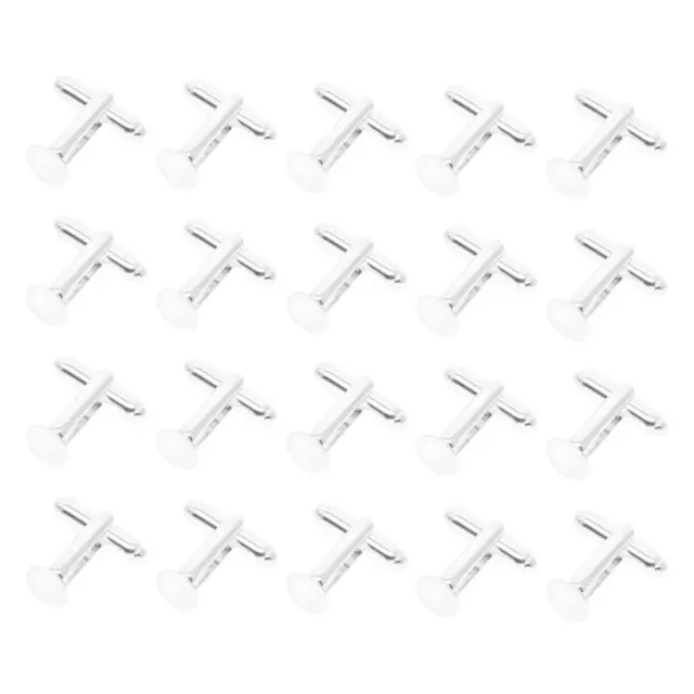 20 Pieces Silverwhite DIY Cufflink Findings Cuff Link Blanks Backs Pad Base