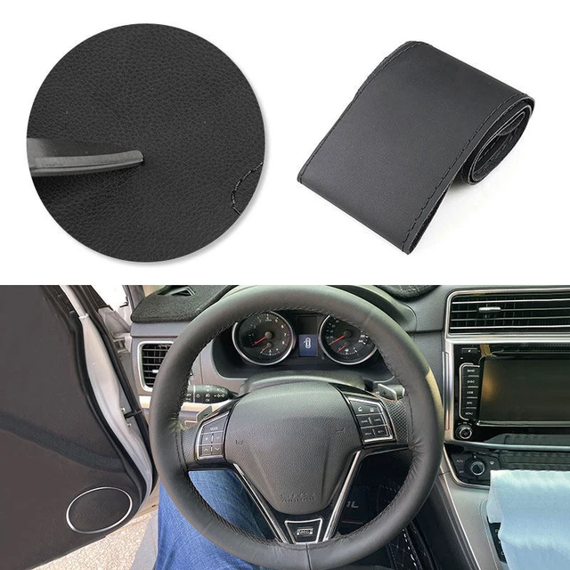 Car Accessories Steering Wheel Cover Black Leather Anti-slip 36CM Universal